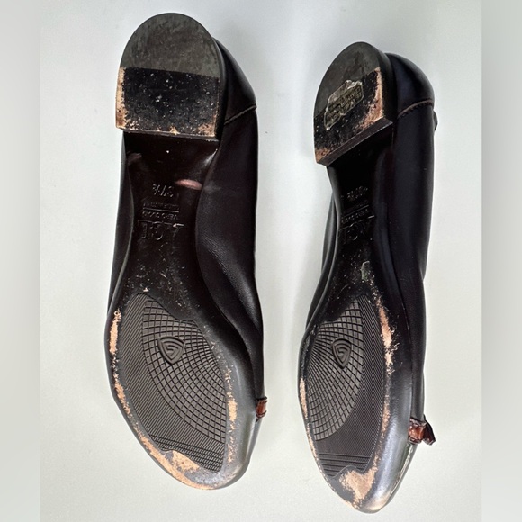 AGL Attilio Giusti Leombruni Ballet Flats Brown Leather Patent Cap Toe Size 37.5 - Picture 4 of 4
